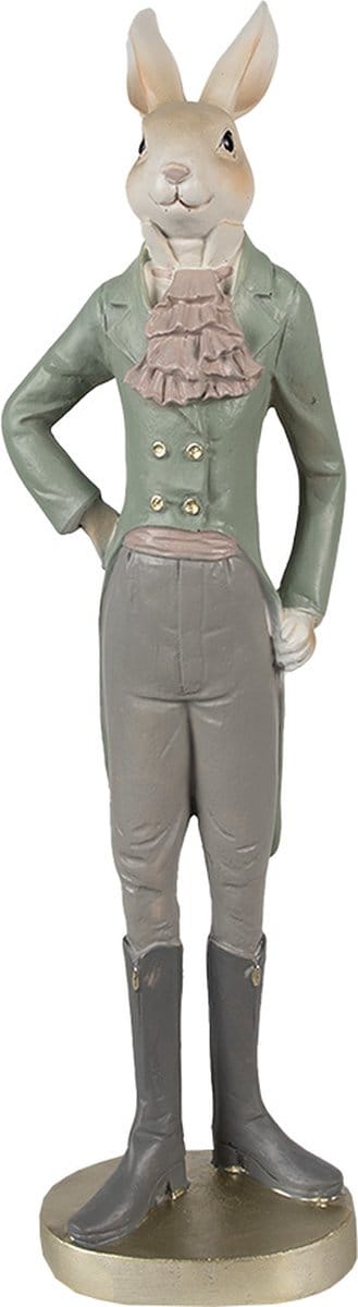 Clayre & Eef Beeld Konijn 20 cm Beige Groen Polyresin