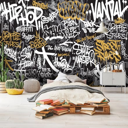 Fotobehang - Graffiti - Teksten - Vliesbehang - (368 x 254 cm)