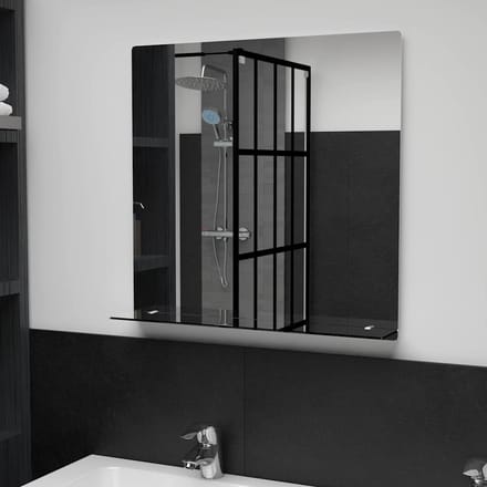 vidaXL - Wandspiegel - met - schap - 60x60 - cm - gehard - glas