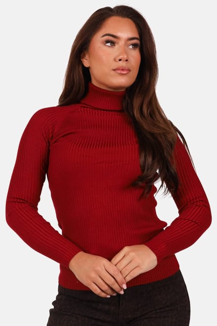 Getdrezzed Top - Maat: One size - Coltrui ribbel bordeaux