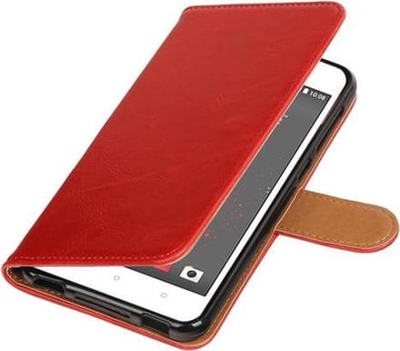 Rood Pull-Up PU booktype wallet hoesje voor HTC Desire 825