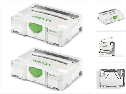 Festool 2 x Systainer T-LOC SYS 1 TL gereedschapskoffer lichtgrijs koppelbaar ( 497563 )
