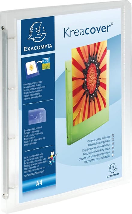 Exacompta 12x Kreacover Ringband Chromaline PP 5/10de met 4 ringen van 15mm - A4 - Kleurloos - 51968E