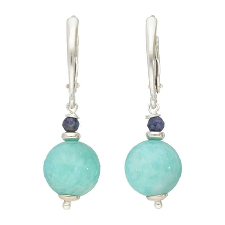 Bela Donaco - Oorbellen Bohemian B10 – Amazoniet – Saffier – Sterling Silver