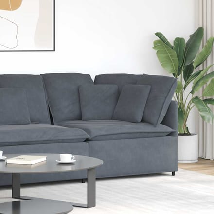 vidaXL - Modulaire - hoekbank - met - kussens - 100 - cm - donkergrijs