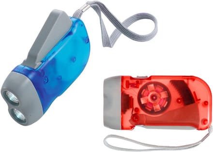 Knijpkat - Dynamo Zaklamp - Set van 2 - Rood en Blauw