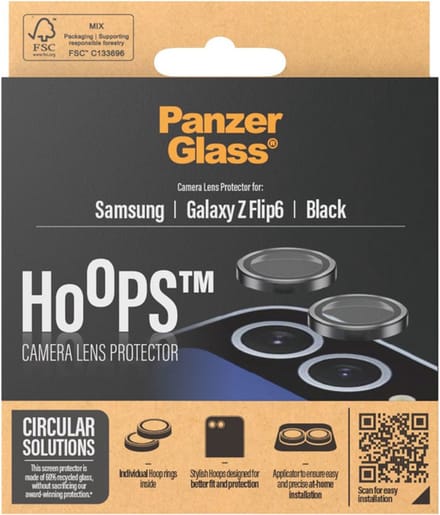 PanzerGlass Screenprotector geschikt voor Samsung Galaxy Z Flip 6 Glazen | PanzerGlass Hoops Camera Lens Protector - Case Friendly - Zwart