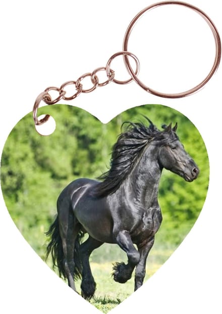 Sleutelhanger hartje 5x5cm - Fries Paard in Wei