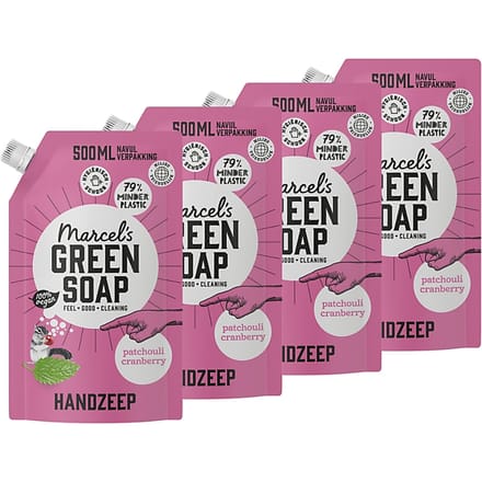 Marcel's Green Soap Handzeep Patchouli & Cranberry Stazak Multipack x4