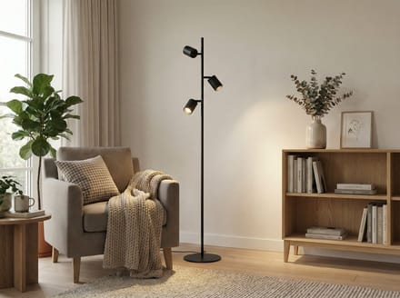 Vloerlamp zwart met 3 spots - gu10 - 150cm