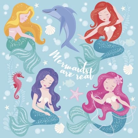 Lunch servetten Pastel Mermaids - Daisy - 33x33 cm