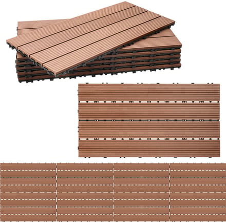 WPC Kliktegels – 6 stuks – 30 x 60 cm – Houtlook – Bruin