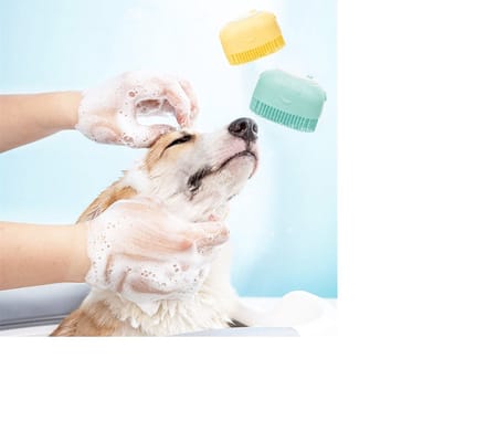 Shampoo borstel hond - Massage borstel - Hond - Kat - Wassen - Shampoo – Massage - Bad - Geel