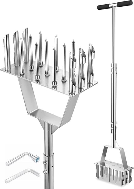 Gazon Beluchter - Bodemverbeteraar - Gazononderhoud - 2-in-1 functie - 9 spikes 6 kernen - Metaal
