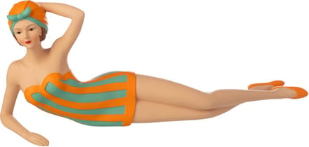 J-Line decoratie Vrouw Badpak Liggend - polyresin - turkoois/oranje