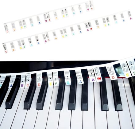Silicone Piano Keyboard Stickers, Removable Piano Keyboard Note Tables Strips, Luminous 61/88 Key Keyboards, Note Stickers, Piano Note Guide for Kids, Beginners,