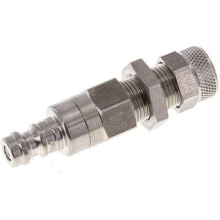 RVS DN 5 Luchtkoppeling Insteeknippel 6x8 mm Push-On Schotkoppeling Double Shut-Off - CLP5-NB-S-SV-6