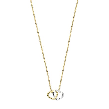 14K bicolor goud geel/wit collier hartjes 41 - 43 - 45 cm 4208939