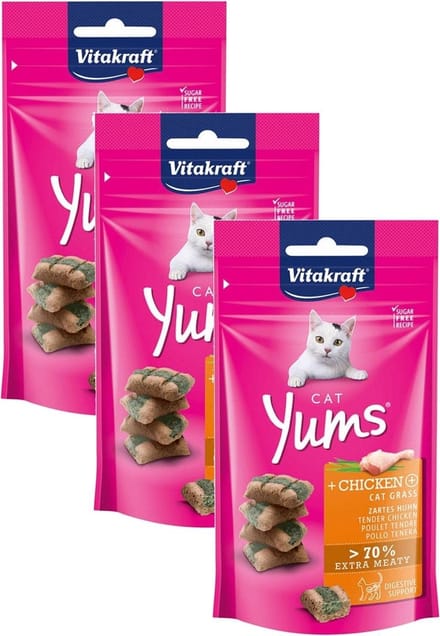 Vitakraft Cat Yums Kip & Kattengras - Kat - Snack - 3 x 40 g