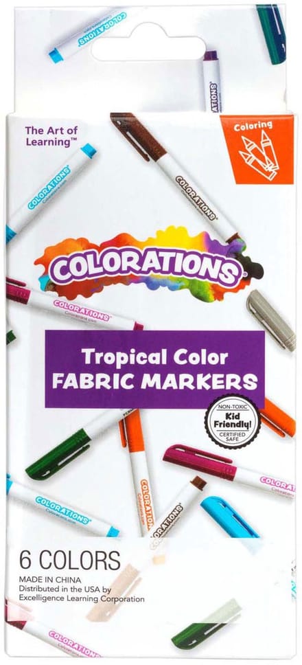 Colorations - Textielstiften Tropische Kleuren - 6 Kleuren