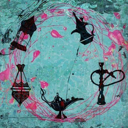 Safaary - Arabische schilderij Oriëntaalse Mix Turquoise