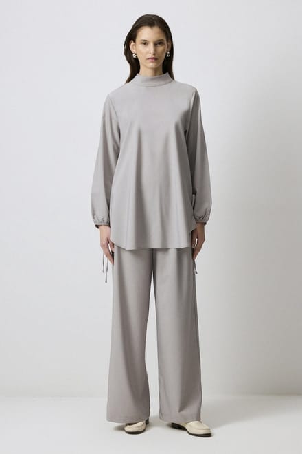 Touché Privé - Viscose tuniek met strikdetail - Grijs - Dames