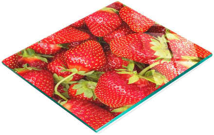 Decoratieve glazen snijplank met aardbeienmotief, 60x52 cm