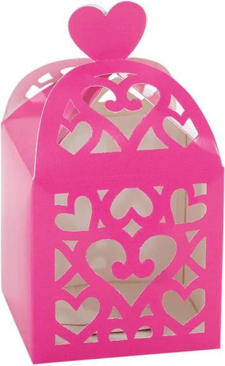 Amscan - 50 Favour Boxes Colourful Wedding Bright Pink 6.3 x 6.3 x 6.3 cm
