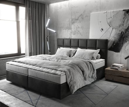 Boxspringbed Dream-Fine microvezel antraciet Vintage 180x200 met matras en topper