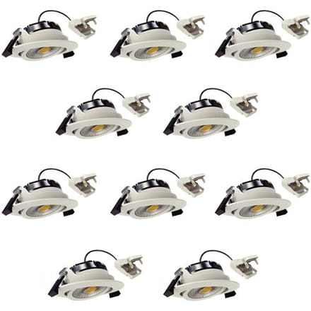 KS Verlichting 10x inbouwspot - Liv plafondspot - dimbaar - wit - kantelbaar