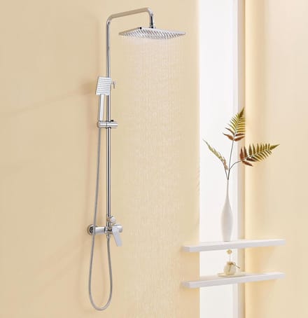 Hoogte verstelbaar regendouche armatuur - Auralum - 90-124 cm - 29x19 cm - chroom