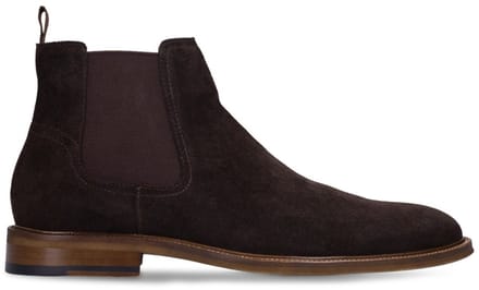 Manfield - Heren - Bruine suède chelsea boots - Maat 44