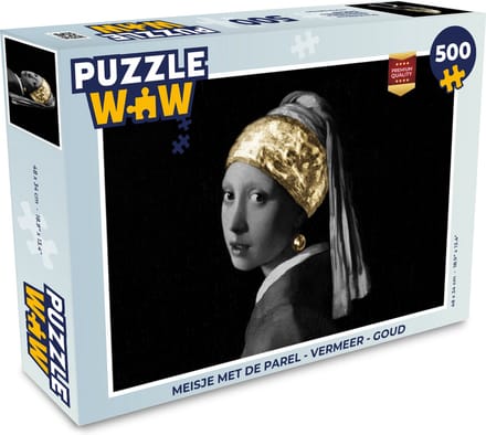 Puzzel Meisje met de parel - Vermeer - Goud - Legpuzzel - Puzzel 500 stukjes