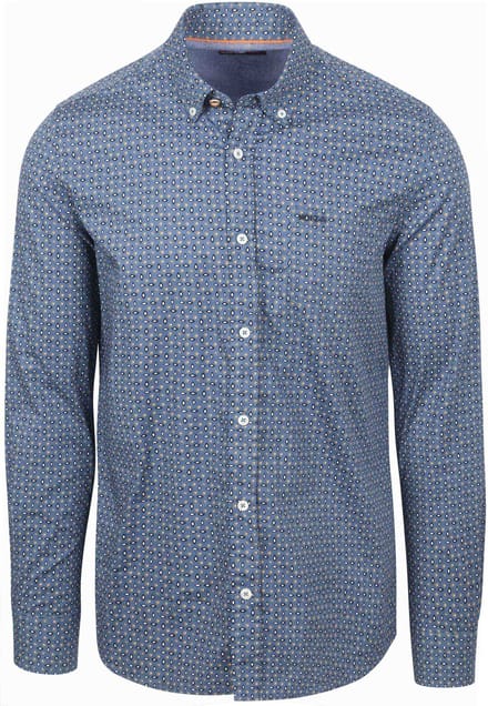 NZA - Blauwe katoenen overhemd met print