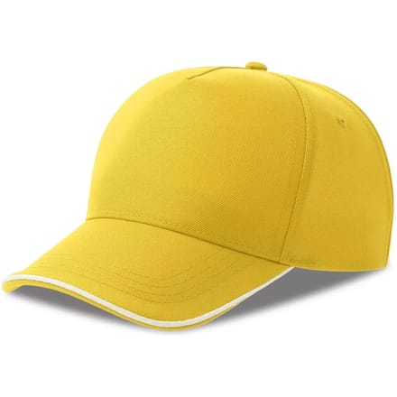 Atlantis Headwear Recy Five Piping Cap AT129 - YELLOW/WHITE - One size