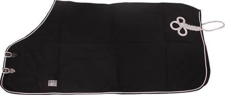QHP Luxe Wollen deken met ornament - Black W/Silver - 165