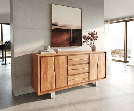 Dressoir Live-Edge acacia natuur 172 cm 4 deuren 3 laden boomrand dressoir