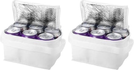 Bullet mini koeltas voor sixpack blikjes - 2x - 3,5 liter - wit - 20 x 15 x 12 cm - lunchtrommel
