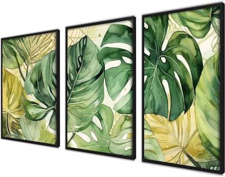 Poster Set - Wanddecoratie Prints - Woonkamer Inrichten - Set van 3 - 21x30 cm - Monstera Set