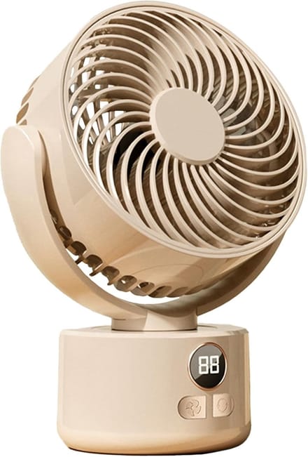 KZQ USB tafelventilator wit – 1200mAh oplaadbaar, 3 snelheden, stil (<25dB), 140° kantelbaar, 120° slingerend