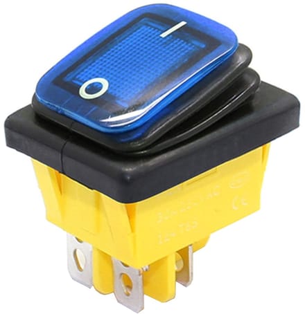 Orbit Electronic Wipschakelaar ON-OFF - 4-pins - 30x22mm - 30A 250V - Spat Waterdicht - KCD4-201-30 - Blauw