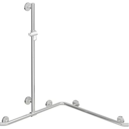 HEWI Warm Touch shower handrail with sliding shower rail, corner mounting, 110 x 76.2 cm 950.35.31051