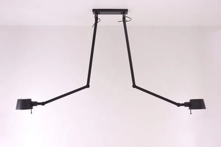 Knikarm plafondlamp zwart 2 lichtpunten zwenkarm lamp