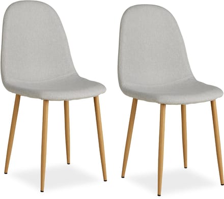 Homestyle4u Eetkamerstoelen van Linnen - 2 Stoelen - Grijs