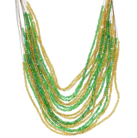 Behave - Korte ketting - Bruine en groene glas kralen - 41,5 cm