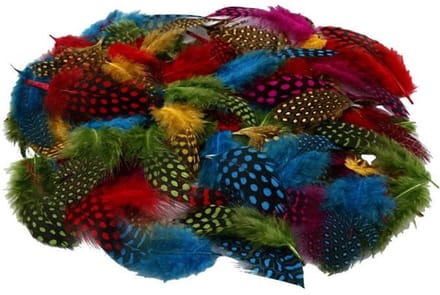 CC Guinea fowl feathers, ca. 1500 pc, assorted colours, 50 g/ 1 pack