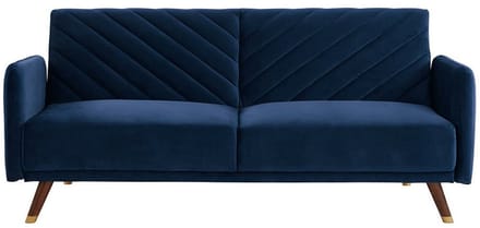 Vente-unique Driezitsbedbank van fluweel JORIS - Blauw