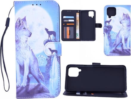 Bookcase Geschikt voor: Samsung Galaxy A42 hoesje met print - Wolf