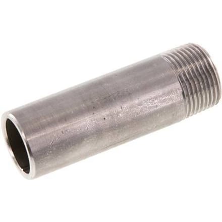 R 3/4'' Buitendraad x 26.9mm RVS Pijpnippel met Las uiteinde 20 Bar DIN 2982 - 80mm