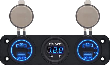 ProRide 12V USB Autolader 4 Poorten - QC3.0 - P19173 - Drievoudig inbouw met Voltmeter
